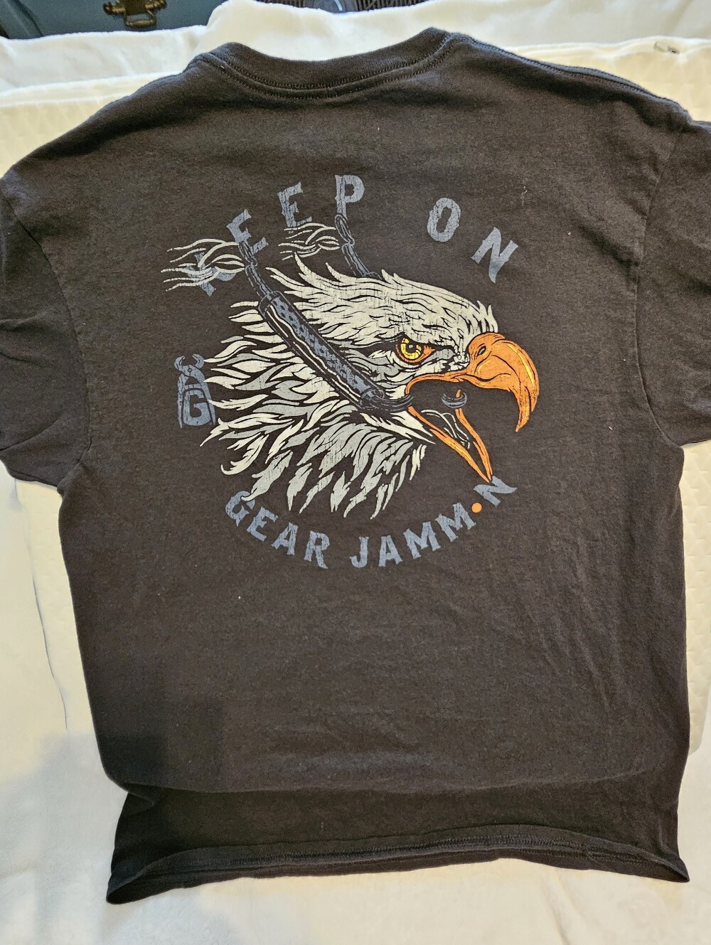 American Grit Apparel Co T Shirt Mens Large Charcoal Keep On Gear Jammn Eagle